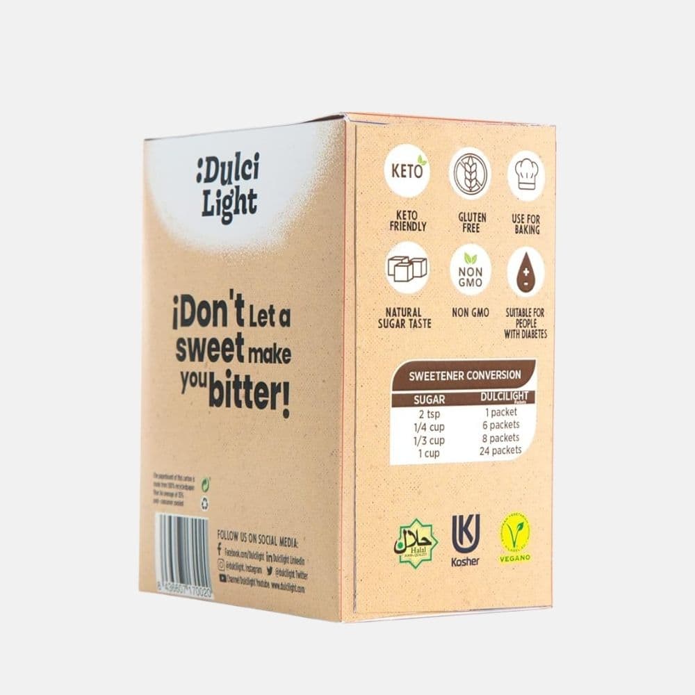Dulci Light Brown Sweetener Zero Caloreies 50packets 2