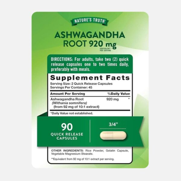 Natures Truth Ashwaganda Root 90 Cap 3