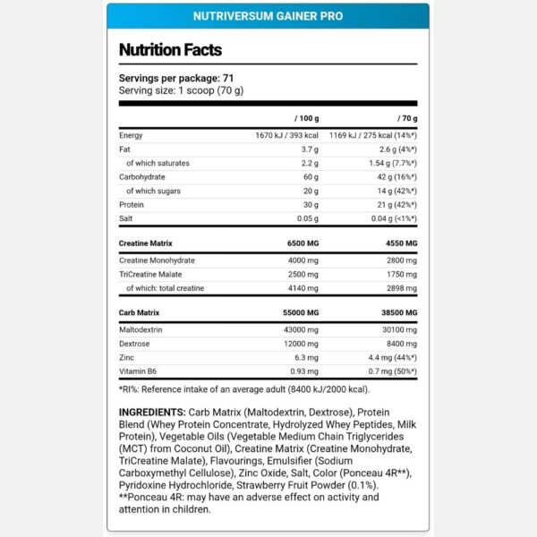 Nutriversum Gainer Vanilla 5kg 2
